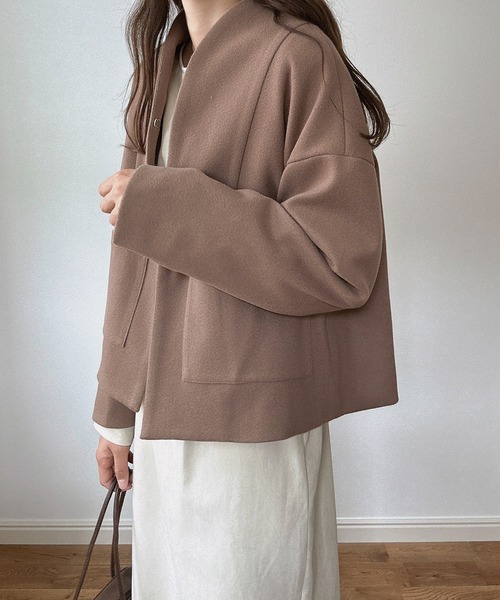 「LAUIR」 ノーカラーコート LARGE アイボリー レディース_画像4
