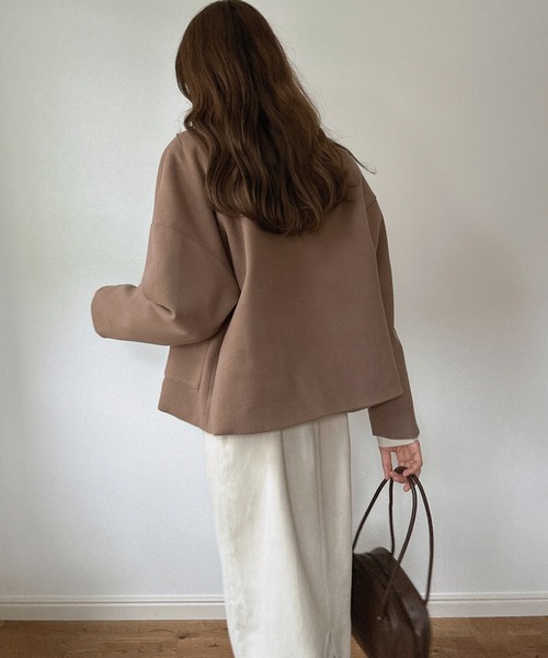 「LAUIR」 ノーカラーコート LARGE アイボリー レディース_画像5