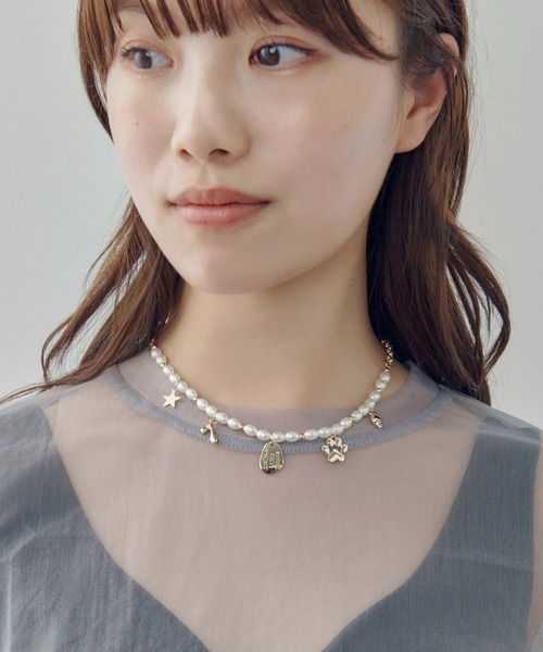 パールネックレスマグネットクラスプ（モチーフ：スター、星）の