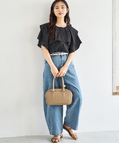 ブラウス シャツ 配色メローラッフルブラウス レディース mil ブラウス シャツ 配色メロウ ラッフルブラウス レディース