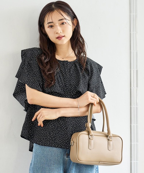 ブラウス シャツ 配色メローラッフルブラウス レディース mil ブラウス シャツ 配色メロウ ラッフルブラウス レディース