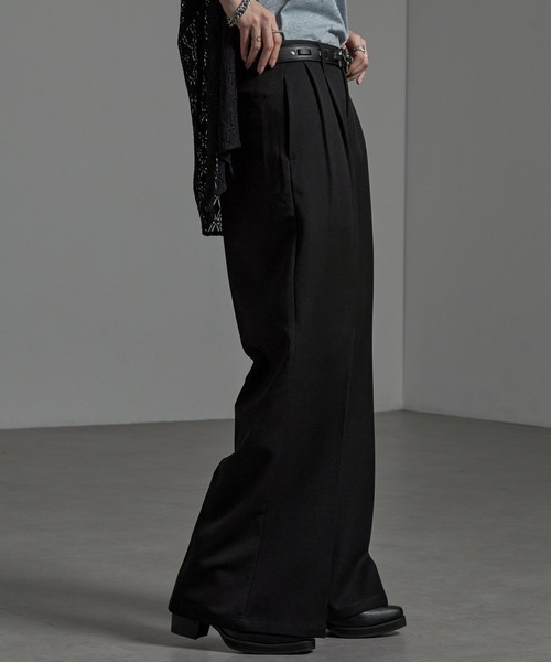 2色 ワイドパンツ ディープタック スラックス フレア 韓国 大人 SITRY スラックス 2Tuck Drape Wide Pants/2タック ドレープ