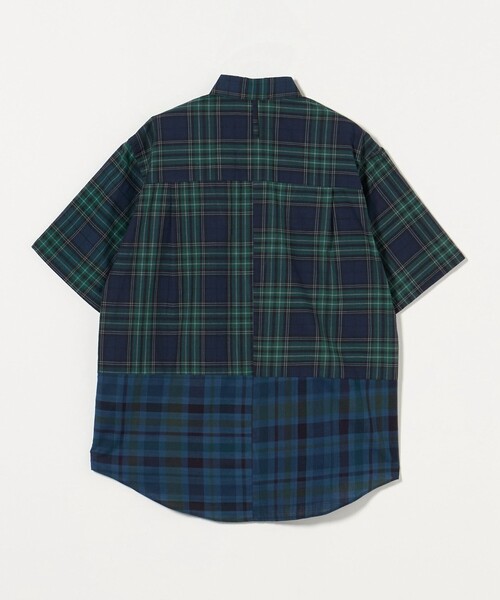 02年製OLD NAVY 半袖シャツ マドラスチェック ボックス 紺色 A184 Jipijapa シャツ 「別注」「Jipijapa」 マドラス チェック 半袖