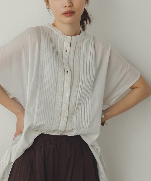 Noia ブラウス シャツ ピンタック レースシャツ レディース