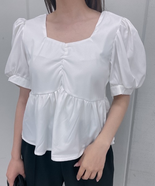 ブラウス シャツ 「＆soiree」ギャザートップス レディース