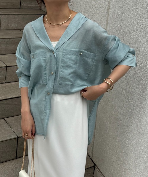 「COLLAGE GALLARDAGALANTE」 長袖シャツ FREE サックスブルー レディース