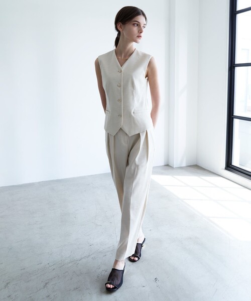 EPOCA ベスト ジレ ストレッチリネン ジレトップス レディース