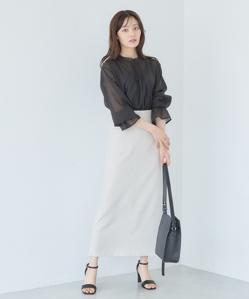 Andemiu ブラウス シャツ フロッキードットシアーブラウス579751