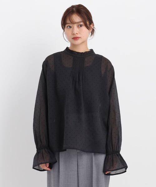 ブラウス シャツ フロッキードットシアーブラウス579751 レディース Andemiu ブラウス シャツ フロッキードットシアーブラウス579751
