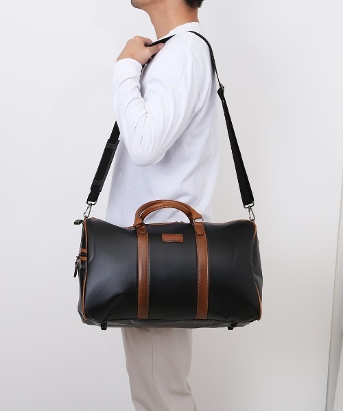 ボストンバッグ 黒と茶色の合成皮革 ボストンバッグ U.P renoma メンズ レディース : ZOZOTOWN Yahoo!店