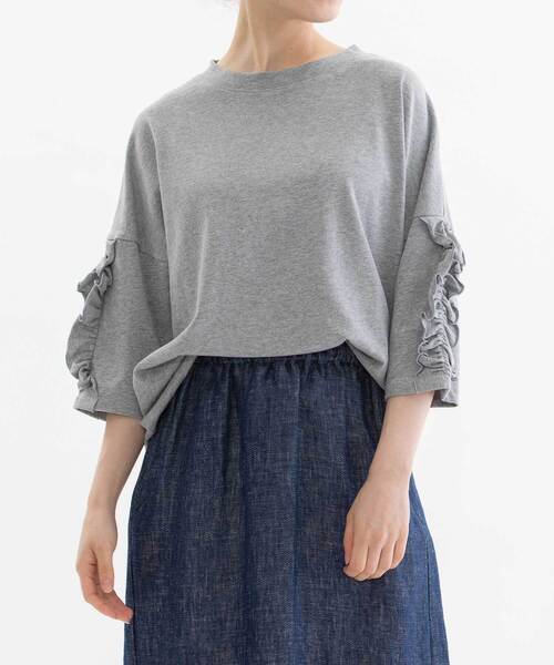 nop de nod（ノップドゥノッド） tシャツ コットンフリル6分袖Tシャツ