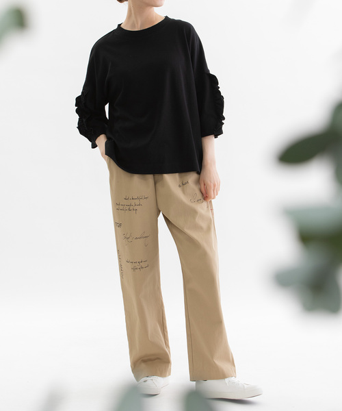 nop de nod おまとめ商品 Tシャツ カットソー nop de nod（ノップドゥノッド） tシャツ コットンフリル6分袖Tシャツ