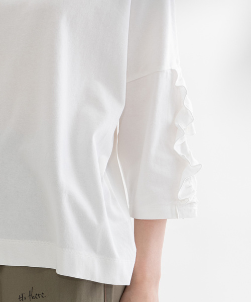 nop de nod（ノップドゥノッド） tシャツ コットンフリル6分袖Tシャツ