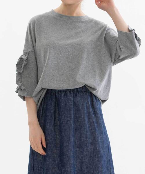 nop de nod（ノップドゥノッド） tシャツ コットンフリル6分袖Tシャツ
