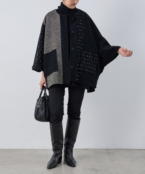 美品】ビアズリー ポンチョコート 前後着 リバーシブル クリーニング