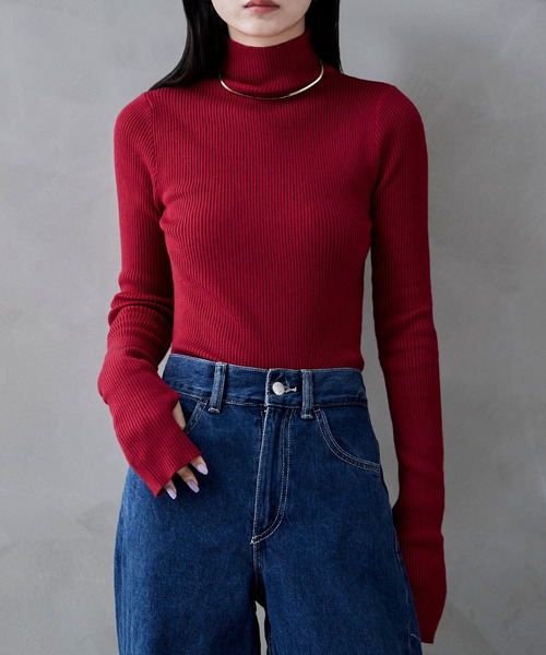 etoll.（エトル） ニット セーター サムホールハイネックリブニット