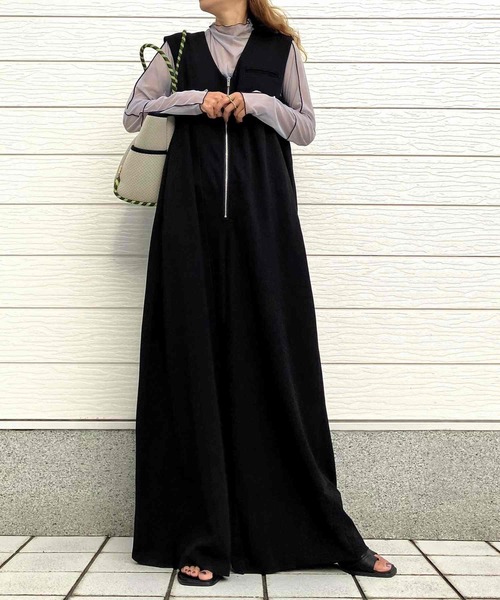 最終価格 オールインワン 黒 ブラック サロペット つなぎ 体型カバー