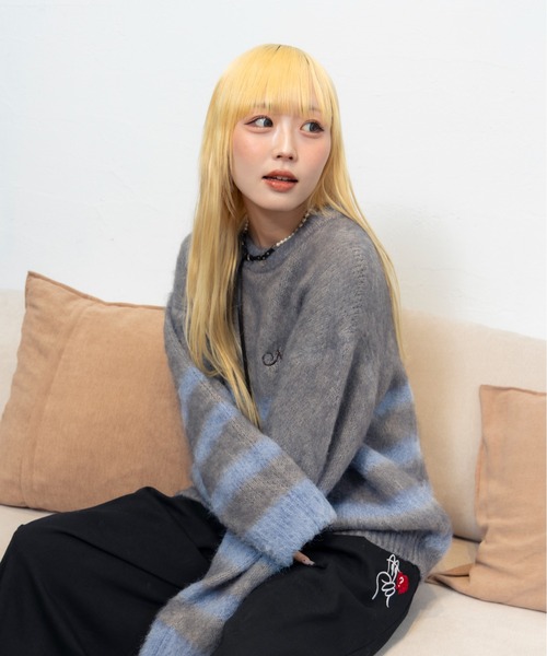 kaoyorinakami セーター ニット HALF-STRIPE KNIT / ハーフストライプ