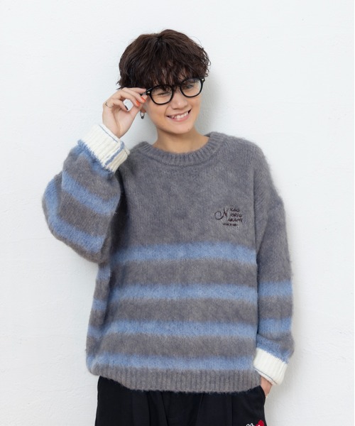 kaoyorinakami セーター ニット HALF-STRIPE KNIT / ハーフストライプ