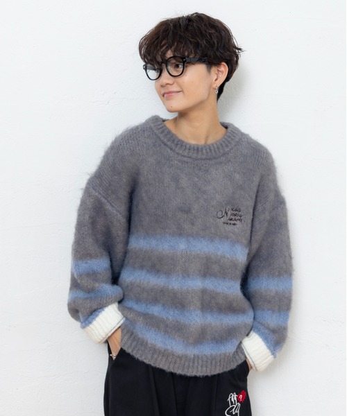 kaoyorinakami セーター ニット HALF-STRIPE KNIT / ハーフストライプ