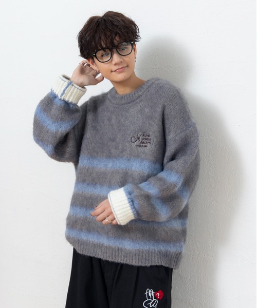 kaoyorinakami セーター ニット HALF-STRIPE KNIT / ハーフストライプ
