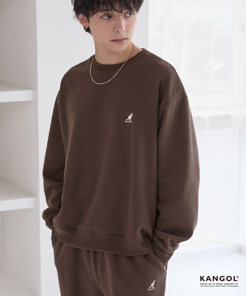 Cocco スウェットセット　チャコールブラウン Mサイズ KANGOL（カンゴール） パジャマ 別注 ロゴ ワンポイント刺繍 オーバー
