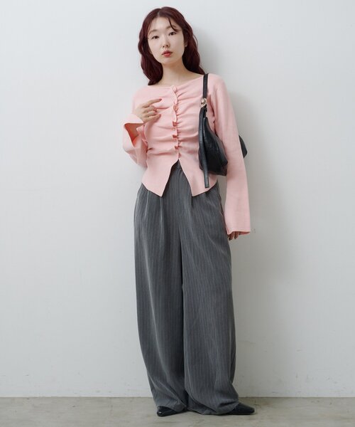 フロントギャザーニットカーディガン Kastane Kastane（カスタネ） ニット セーター 「お気に入り2万人突破！/8色