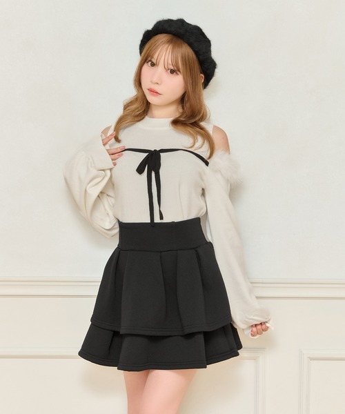 apresjour 【８周年記念アイテム】クロス紐付きフロントリボンニット 8周年記念アイテム】クロス紐付きフロントリボンニット【ZOZOTOWN限定