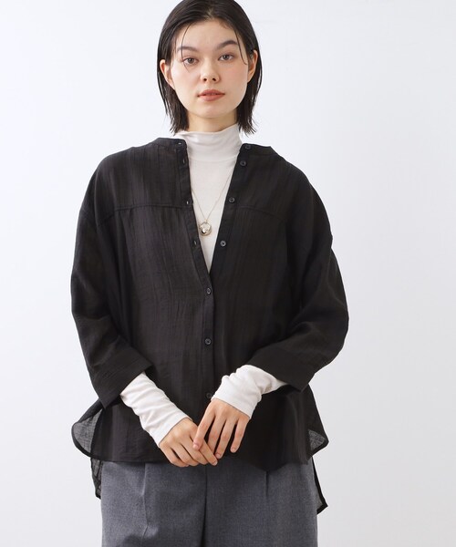 machatt プリーツオーバーカラーブラウス マチャットMACHATT プリーツ 