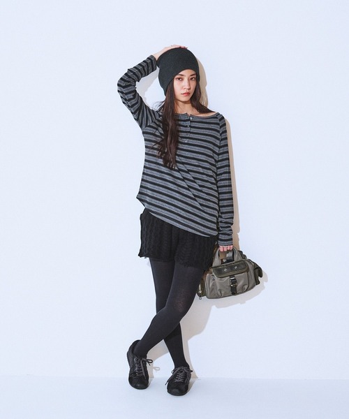 JEANASIS リメイクライクケーブルプルオーバー ニットショートパンツ