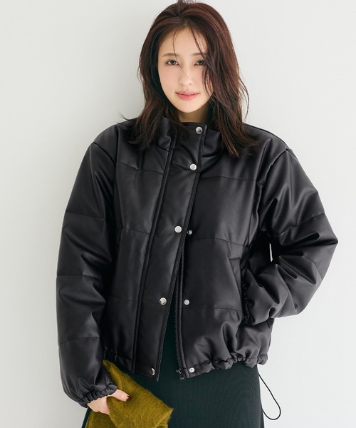 【美品】Sov. フェイクレザーノーカラージャケット　36　ブラック 美品】Sov. フェイクレザーノーカラージャケット 36 ブラック