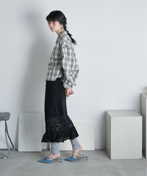 THE Yon ロング スカート コットンクロシェマーメイドスカート