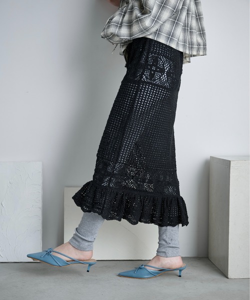 THE Yon ロング スカート コットンクロシェマーメイドスカート