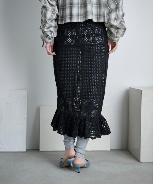 THE Yon ロング スカート コットンクロシェマーメイドスカート