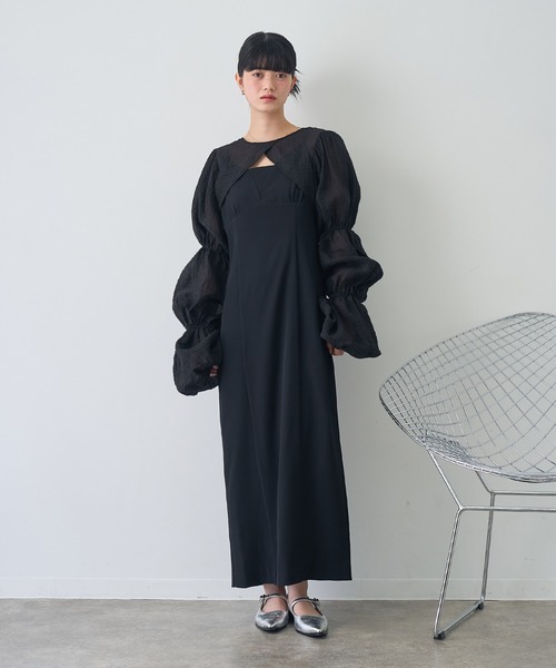 NOBLE シアーティアードワンピース 洗える】【接触冷感】シアー