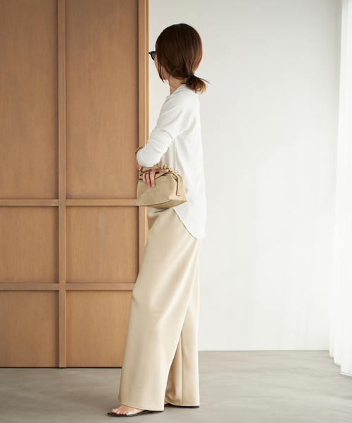 plage back drape Tシャツ ベージュ plage（プラージュ） tシャツ 「追加」premiumフライス long Tシャツ