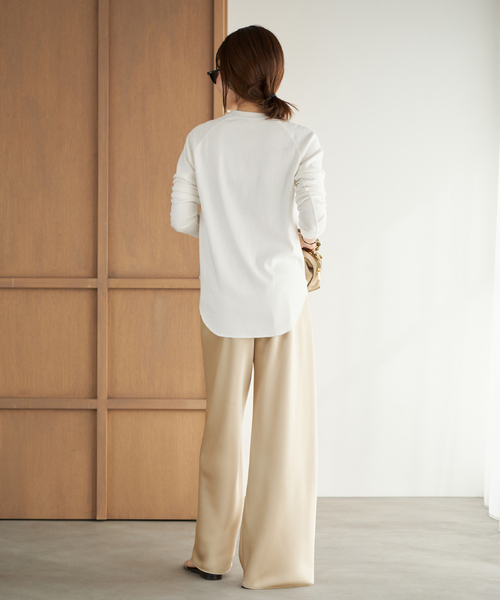 Plage  PremiumフライスTシャツ　ホワイト plage（プラージュ） tシャツ 「追加」premiumフライス long Tシャツ