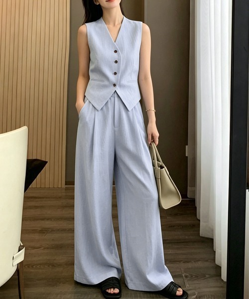 miniministore（ミニミニストア） セットアップ リネン混ベスト×ワイド
