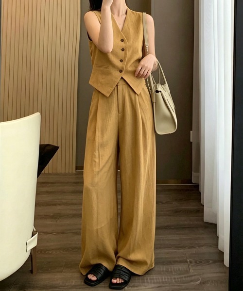 miniministore（ミニミニストア） セットアップ リネン混ベスト×ワイド