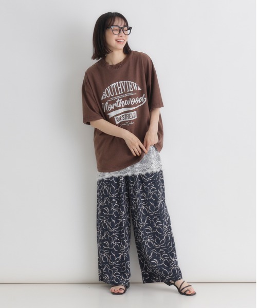 On グラデーション ノースリーブTシャツ Right-on（ライトオン） tシャツ レース切替ノースリーブTシャツ