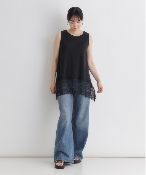 Right-on（ライトオン） tシャツ レース切替ノースリーブTシャツ