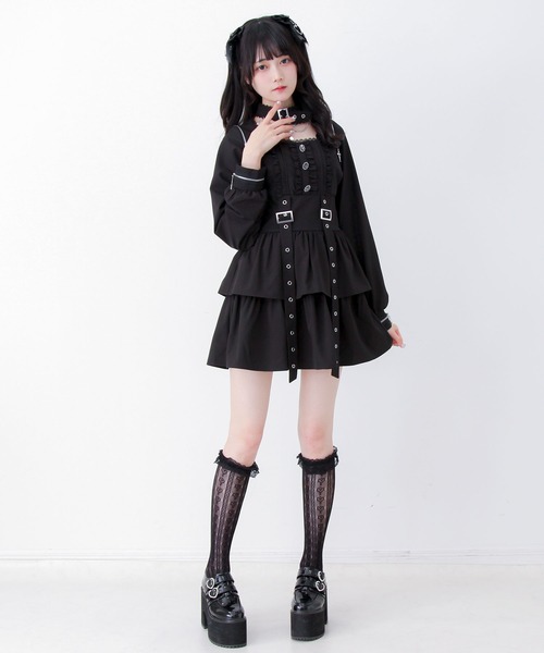 DearMyLove ワンピース 2wayチョーカー風クロスチェーンファスナー肩