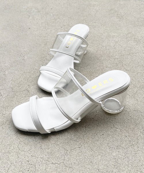shopnikoniko サンダル スクエアトゥ クリアヒールサンダル