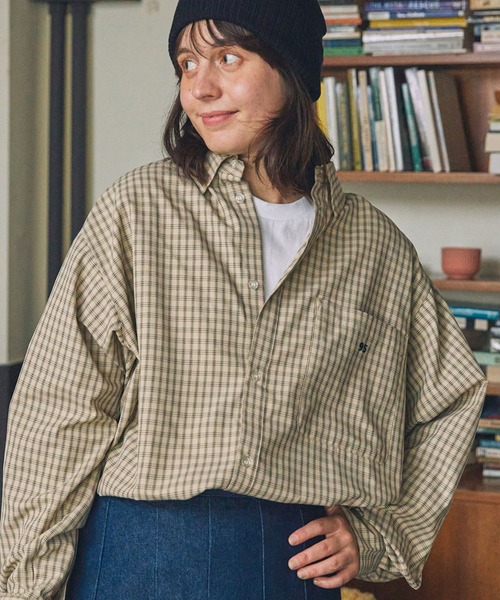 ブラウス シャツ ビッグ ボタンダウン シャツ レディース ブラウス シャツ ビッグアソートナンバリング刺繍ボタンダウン