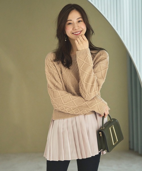 RUIRUE BOUTIQUE ニット セーター パッチワーク風プリーツ