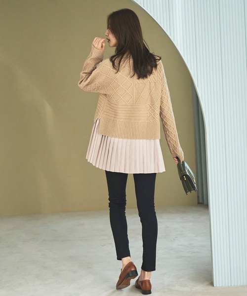 RUIRUE BOUTIQUE ニット セーター パッチワーク風プリーツ