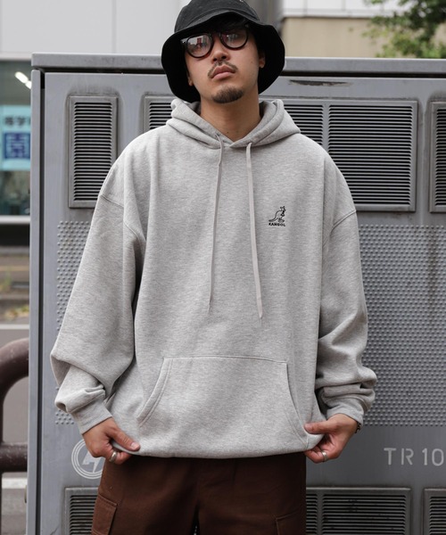 メンズ パーカー 肩落ち ワンポイント 大きめ J00343 KANGOL パーカー 「KANGOL」 ワンポイント ロゴ 刺繍 ビッグ