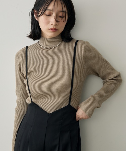 ニット セーター 「S，M，Lサイズ展開」ハイネックリブニット
