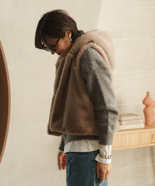Mia ベスト ジレ ファー フーディージレ レディース : ZOZOTOWN