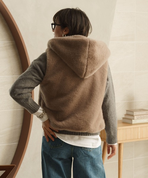 Mia ベスト ジレ ファー フーディージレ レディース : ZOZOTOWN